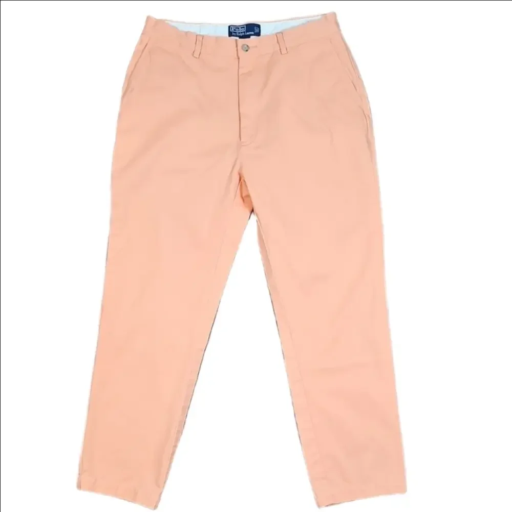 Polo Ralph Lauren 100% Cotton Classic Flat Front Chino Pant Light Orange Peach